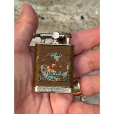 Vintage 1933 Chicago Worlds Fair A Century of Progress Lift Arm Lighter Leather picture