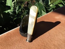 Late 19th Century Mother Of Pearl Custom Tobacco Pipe Tamper Grapevine Design picture