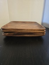 Mid-Century Hand Carved Narra Wood Trays Made In Phillipines Vintage Set Of 4 picture