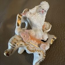 Antique Poodle In Chair Figurine Porcelain Red Letter Japan 3 1/4” x 2 3/4” x 2” picture