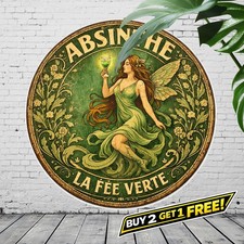 Green Fairy Absinthe Vintage Wall Art 8x8 Tin Metal Sign Retro Bar Plaque picture