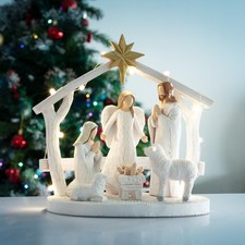 ZTL Nativity Scene Figurine with Lights, The Birth of Jesus Holy Family Manger S picture