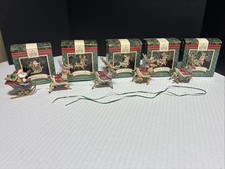 Vintage 1992 Hallmark Keepsake Santa and Reindeer Christmas Ornaments COMPLETE picture