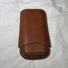 Pheasant by R D Gomez - 3 Cigar Case - Brown Leather Holder -- Made in Spain picture