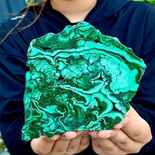 500G  Natural Green Malachite Crystal Flaky Pattern Ore Specimen Quartz Healin picture