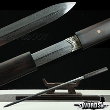 38’’ Chinese Sword Jian Low-meteorite Damascus Steel Blade Ebony Handle Scabbard picture