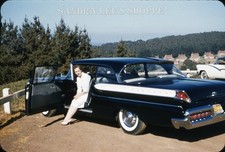 1957 Mercury Turnpike Cruiser Black White Car Woman Vintage Film Slide picture