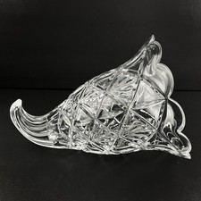 Shannon Crystal Cornucopia Vase Horn Plenty Thanksgiving Centerpiece Clear 10