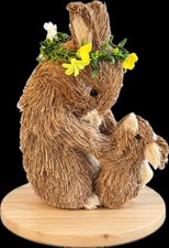 Rustic Straw Bunny Decor with Baby Bunny - Spring/Easter picture
