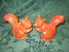 Pair Vintage Niloak Art Pottery Squirrel Planters/Vase Brown Glaze Set of 2 picture