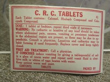 Vintage C. R. C. TABLETS Drug Store/Pharmacy Label (Unused) picture