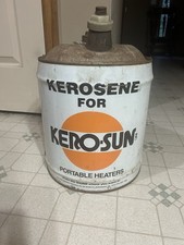 VINTAGE 5 GALLON OIL KEROSENE CAN RARE KERO-SUN HEATER KEROSENE CAN BURNSIDE PA picture