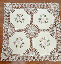 Vintage Victorian Style Handmade Square Table Cloth/Cover Floral Pattern picture