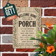 Warm Welcome to Our Porch Sign Vintage Farmhouse Entryway Metal Tin Plaque picture