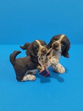 Vintage Figurine Statue COCKER SPANIEL United Dogs Playing In a Sculpture 2 1/2