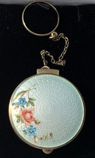 ELEGANT Antique Hand Painted **STERLING ENAMEL GUILLOCHE** Compact by THOMAE picture