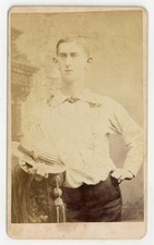 Guy With Unusually Large Ears 1860 Holding Straw Hat CDV Photo Richmond Va.  picture