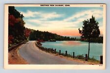 Salisbury CT-Connecticut, Scenic Lake Greetings, Antique Vintage Postcard picture
