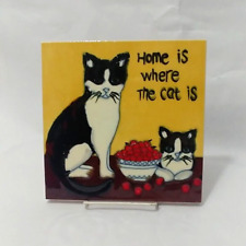 Home Is Where The Cat Is Textured Trivet Hot Plate Wall Plaque Decor picture