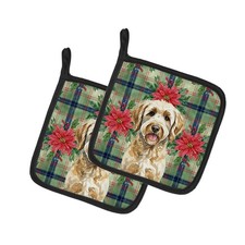 Caroline's Treasures Labradoodle Christmas Poinsettas Pair of Potholders picture