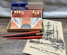 Vintage Speedball No 5 Artist Calligraphy Fountain Pen Set ~ With Original Box picture