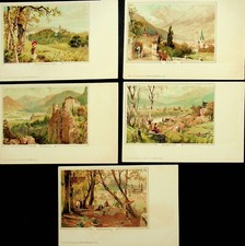 FIVE WEZEL & NAUMANN SERIE II LITHO ANTIQUE UDB POSTCARDS AUSTRIA - GG-123-2 picture