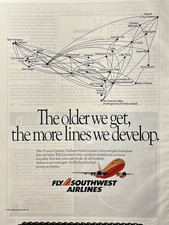 1990 Southwest Airlines Vintage Magazine Ad 8.5 x 11 with Fight Map Offerings picture