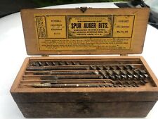 Russell Jennings 13 Piece Set Auger Drill Bits 3 Tier Oak Wood Box From 1855 picture