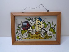 Vintage Stained glass Bird W/ Birdhouse Wall Hanging picture