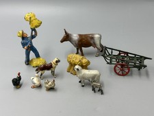 Vintage BRITAINS Lead Farm Lot Farmer Cow Dog Sheep Chicken Lot 10pc picture