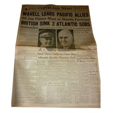 Vintage Jan 3 1942 Cleveland News Newspaper WWII General Wavell ABDACOM Manila picture