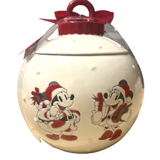 Disney Christmas Ornament Ceramic Cookie Jar Mickey Minnie Pluto Holiday picture
