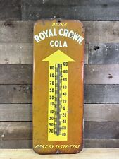 Vintage 1950’s Royal Crown Cola Litho Yellow Thermometer Sign picture