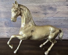Vintage Brass Horse Statue Large Equestrian Sculpture Galloping Horse Decor picture