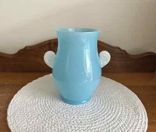 Antique Blue Opaline Art Glass Vase picture