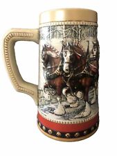 Vintage 1988  Anheuser Busch  Budweiser Christmas Beer Stein- Clydesdales Mug picture