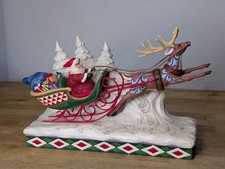 Jim Shore Here Comes Santa Sleigh with Reindeer Christmas Statue 6006635 picture