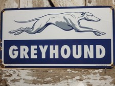 VINTAGE GREYHOUND PORCELAIN SIGN RARE OLD 1959 CAMEO LA BUS LINE TRANSIT 31X16