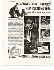 1937 Hoover Vacuum Cleaner Cleaning Ensemble Vintage Print Ad picture