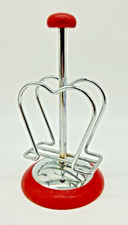 Vintage Tutto Casa Red Wood And Chrome Napkin Menu Holder MCM picture