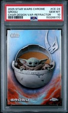 2025 TOPPS STAR WARS CHROME CHARACTER DESIGN VARIATION GROGU #CE-24 PSA 10 picture