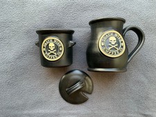 DEATH WISH COFFEE TALL BELLY MATTE BLACK WITH SUGAR POT MUG DENEEN POTTERY RARE picture