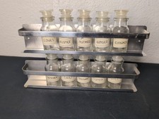2 MCM Aluminum Spice Rack Shelf Unbranded Wall Mount or Cabinet With 10 Jars picture