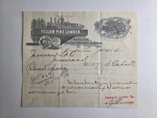 1901 J I Campbell Lumber Letterhead Houston TX Jesserand Logging Railroad picture