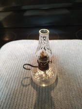 Antique Miniature Clear Swirl Glass Kerosene Finger Oil Lamp Plume & Atwood picture