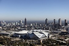 Photo:Atlanta Georgia 2017 Aerial Skyline Mercedes-Benz Stadium Downtown picture