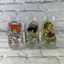 Lot of 3 1986 Pizza Hut Flintstone Kids Collectible Glasses Barney Betty Wilma picture