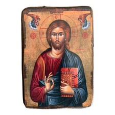 Iconsgr Wooden Greek Christian Orthodox Wood Icon of Jesus Christ / A0 picture