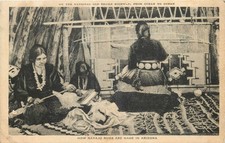 1920s Navajo Rug Weavers Peach Springs AZ Route 66 Albertype Postcard picture