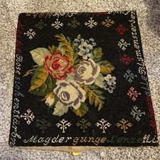 Vintage German Needlepoint Preworked Panel 100% Wool Chair Cover Pillow Florals picture